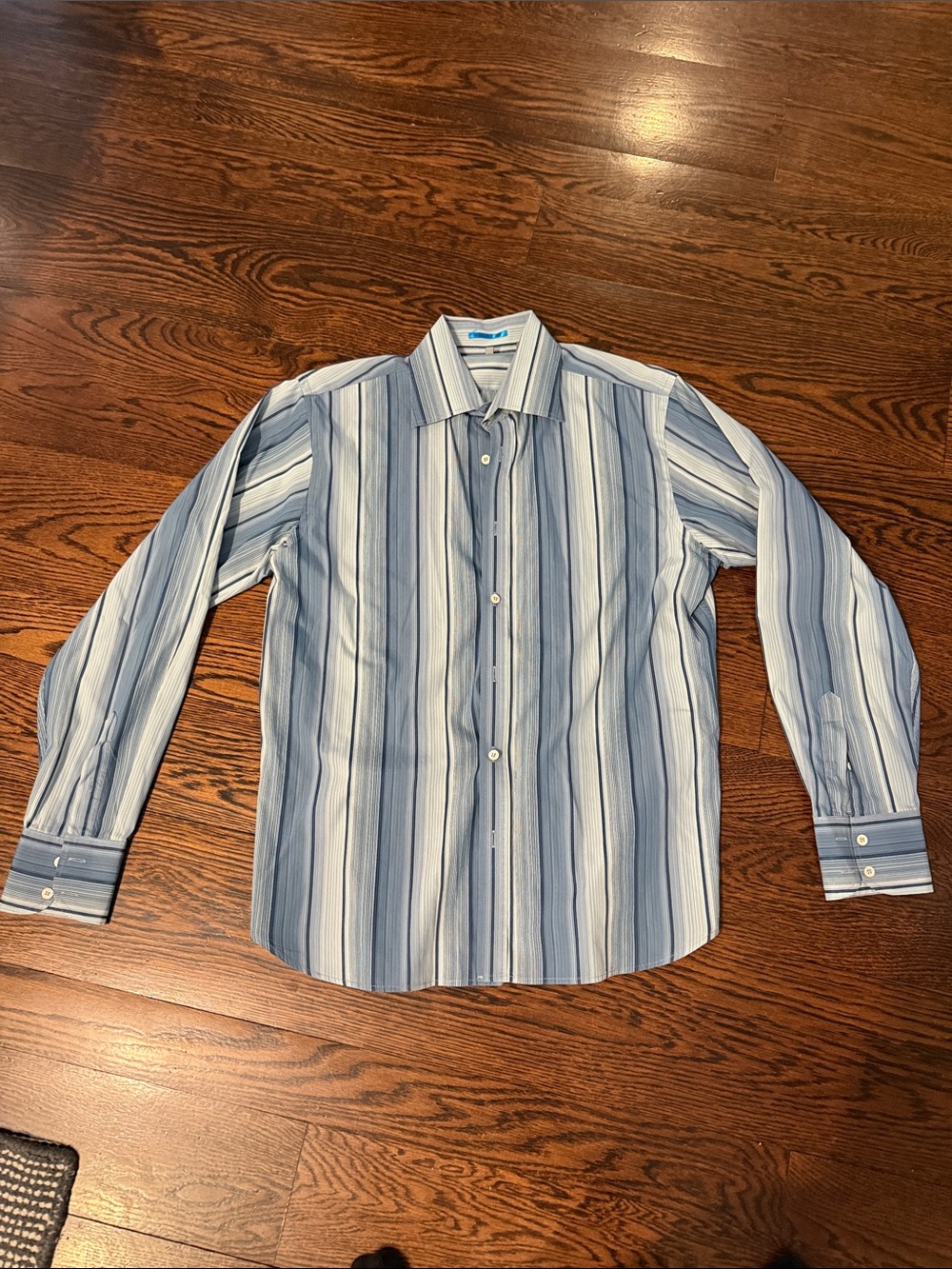 Ted Baker Blue and White Vertical Stripe Dress Shirt